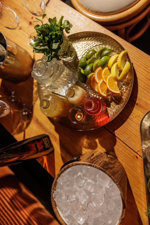 Bottle service tray at Flamingo Cocktail Club