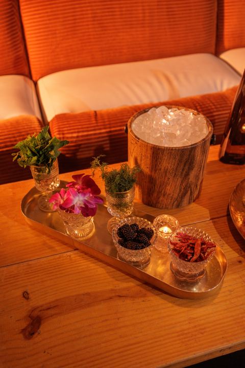 Bottle service tray at Flamingo Cocktail Club