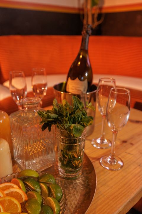 Bottle service tray at Flamingo Cocktail Club
