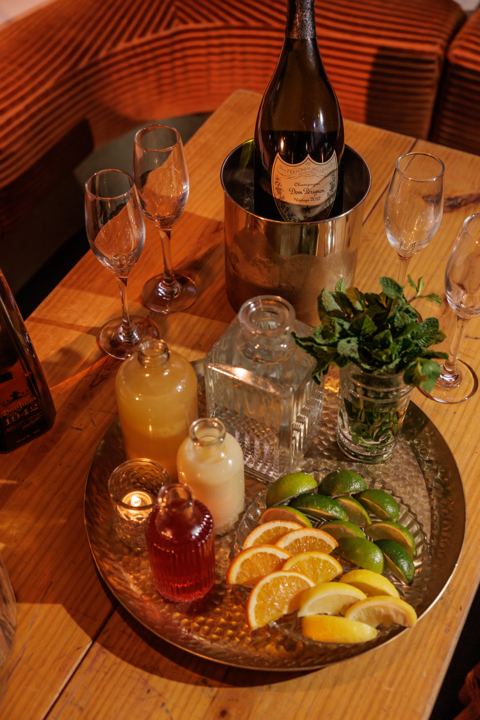 Bottle service tray at Flamingo Cocktail Club