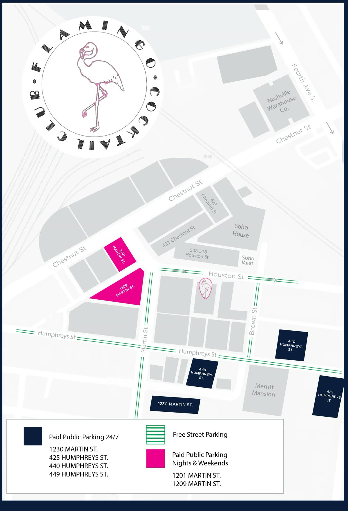 Parking map around 509 Houston St